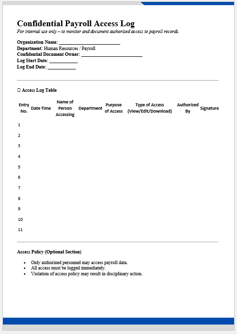 Confidential Payroll Access Log