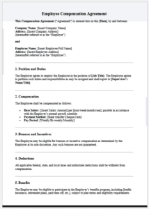Employee Compensation Agreement Template