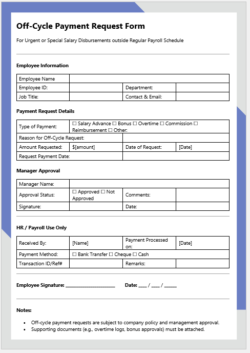 Off-Cycle Payment Request Form