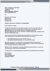 Overpayment Recovery Letter