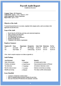 Payroll Audit Report Template