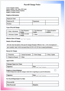 Payroll Change Notice Template