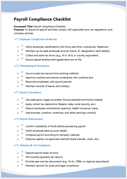 Payroll Compliance Checklist