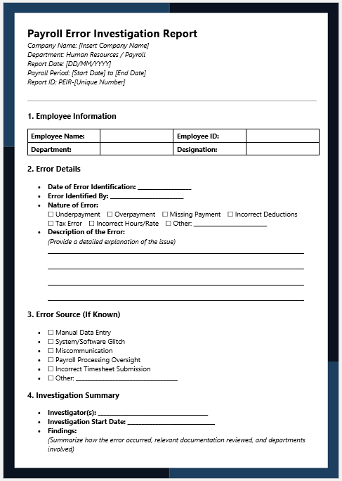Payroll Error Investigation Report