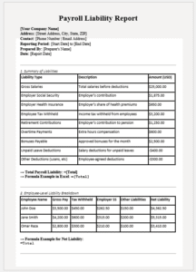 Payroll Liability Report Template