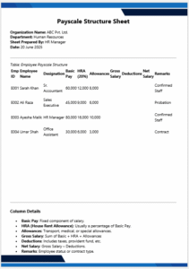 Payscale Structure Sheet Template