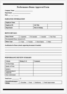 Performance Bonus Approval Form