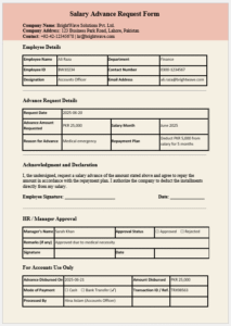 Salary Advance Request Form