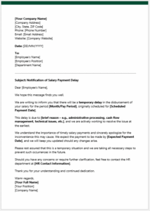 Salary Payment Delay Notification Letter
