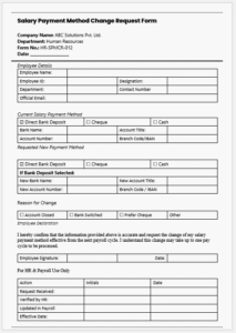 Salary Payment Method Change Request Form