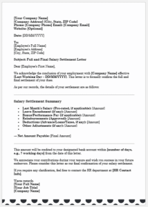 Salary Settlement Letter (Full & Final)