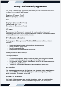 Salary confidentiality agreement