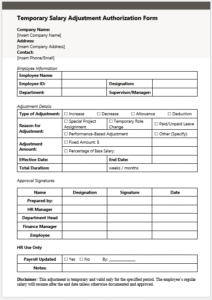 Temporary Salary Adjustment Authorization Form