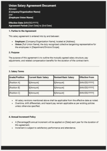 Union Salary Agreement Document