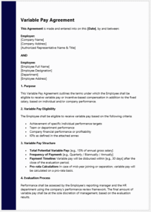 Variable Pay Agreement