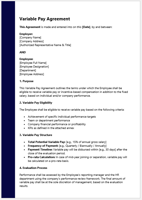 Variable Pay Agreement