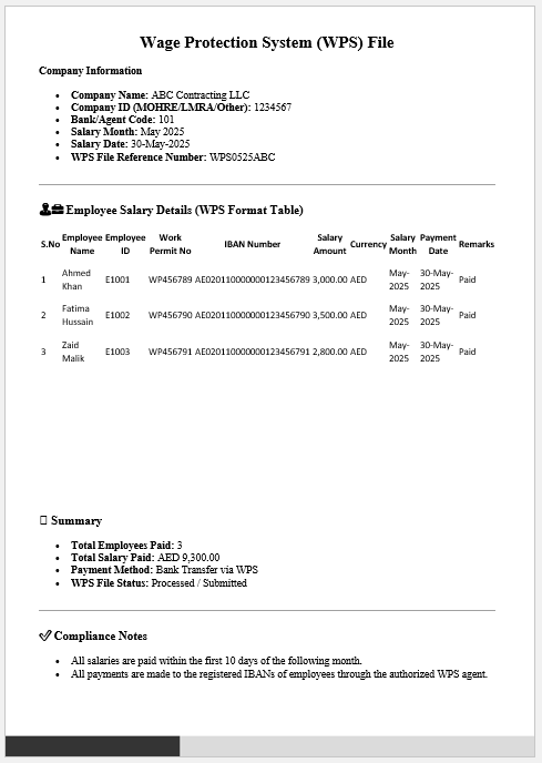 Wage Protection System (WPS) File Template